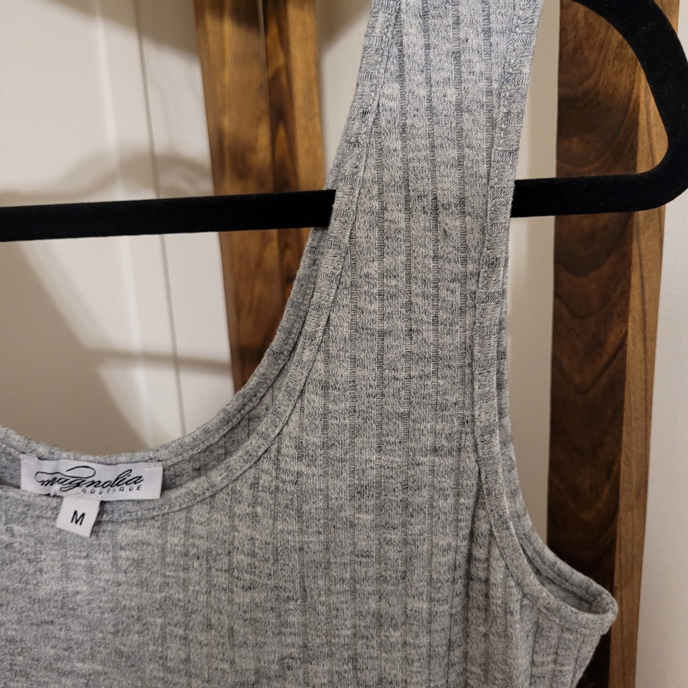 Magnolia Boutique Light Gray Ribbed Midi Dress NEVER WORN!! - Picture 3 of 5